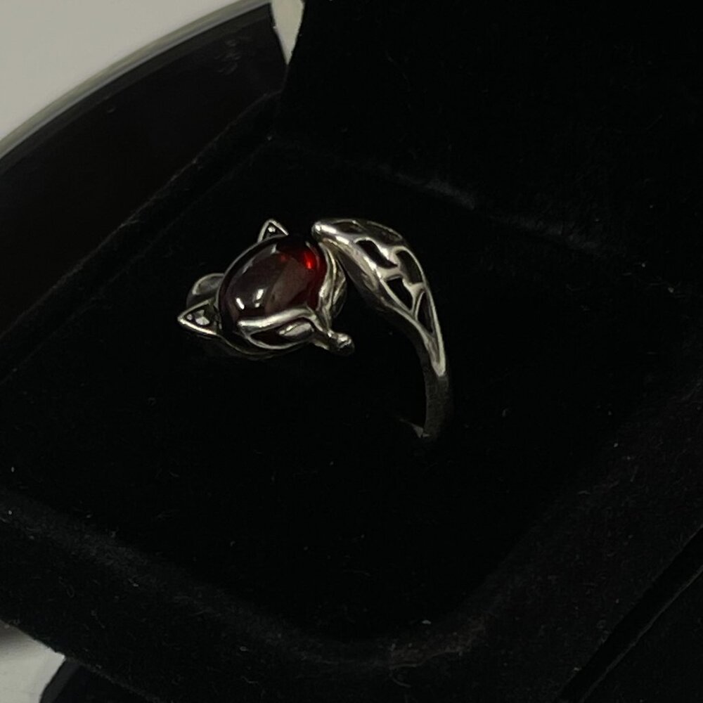 Unique Ruby Red Stone Fox Wrap Tail Ring Adjustab… - image 3